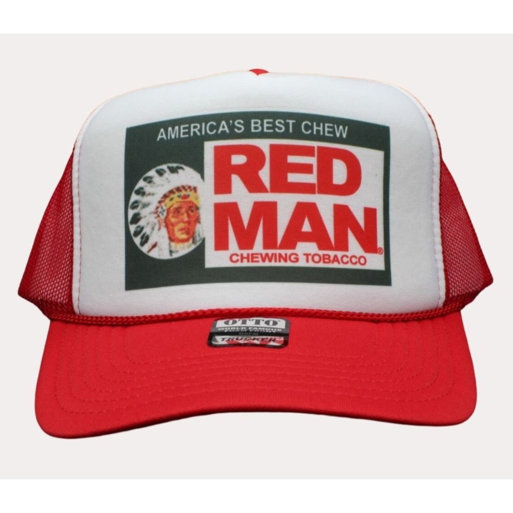 Red Man Truckers Hat Baseball Cap Mesh Redman Indian Chewing Tobacco Chew